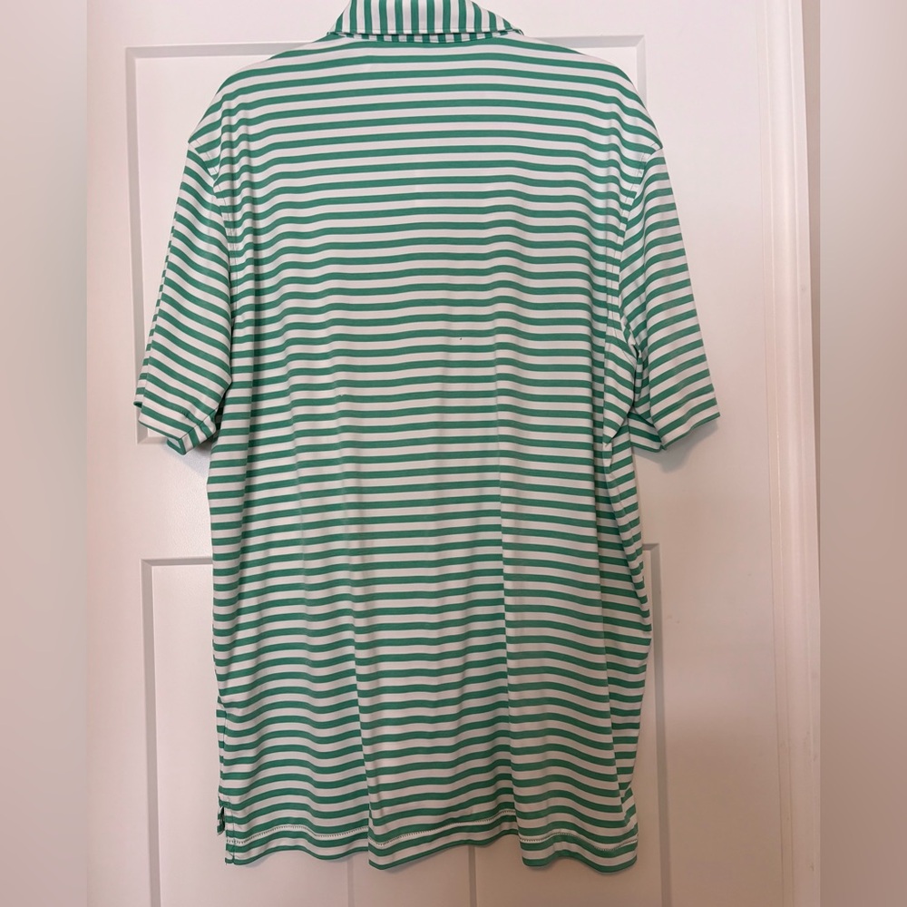 Peter Millar Featherweight UPF 50+ Polo Golf Shirt Sz. XL Green/Whitete Stripe‎ - Picture 4 of 8
